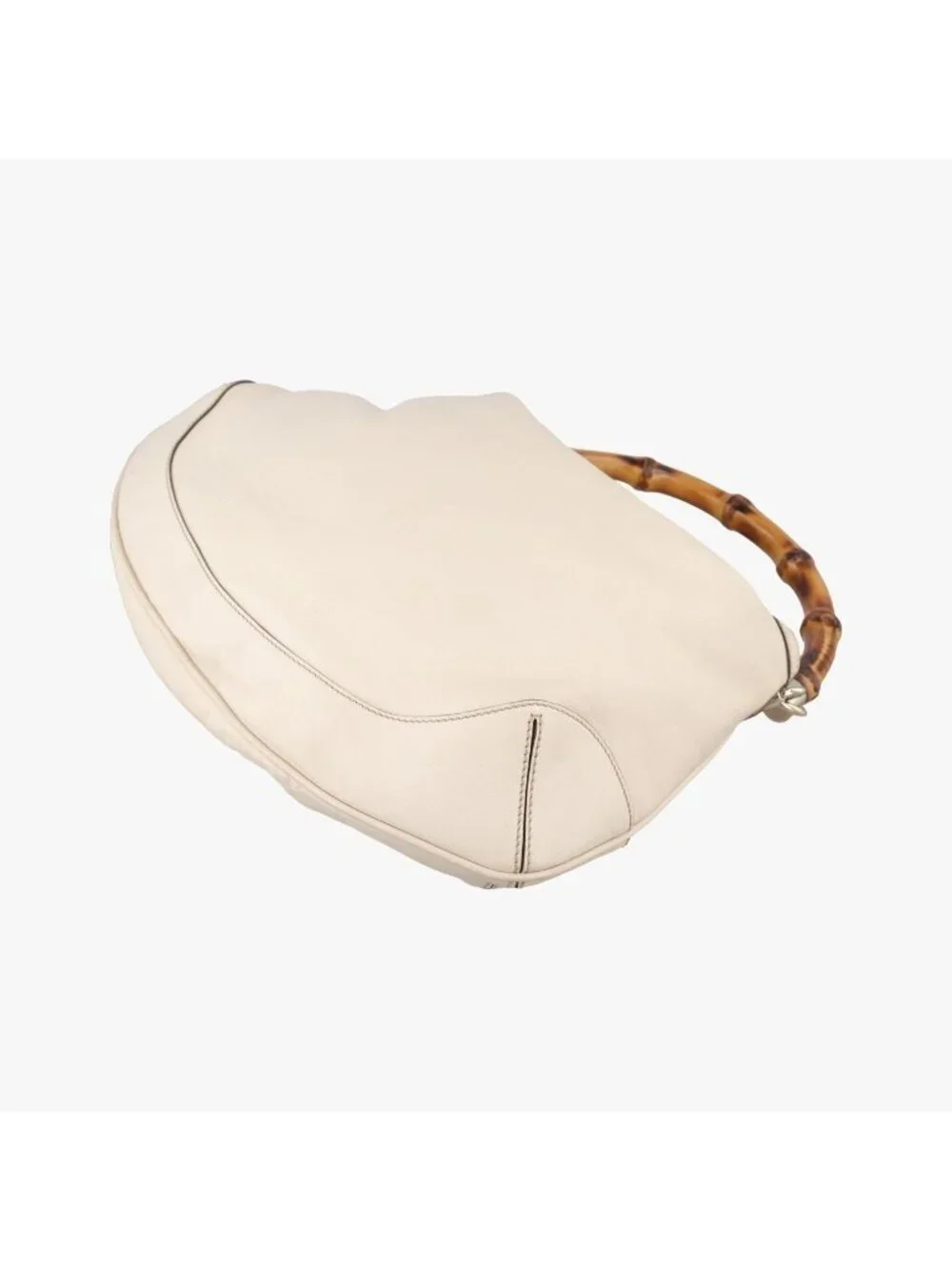 ★SOLD★ Gucci Bamboo White Leather Messenger Bag - Picture 6 of 15
